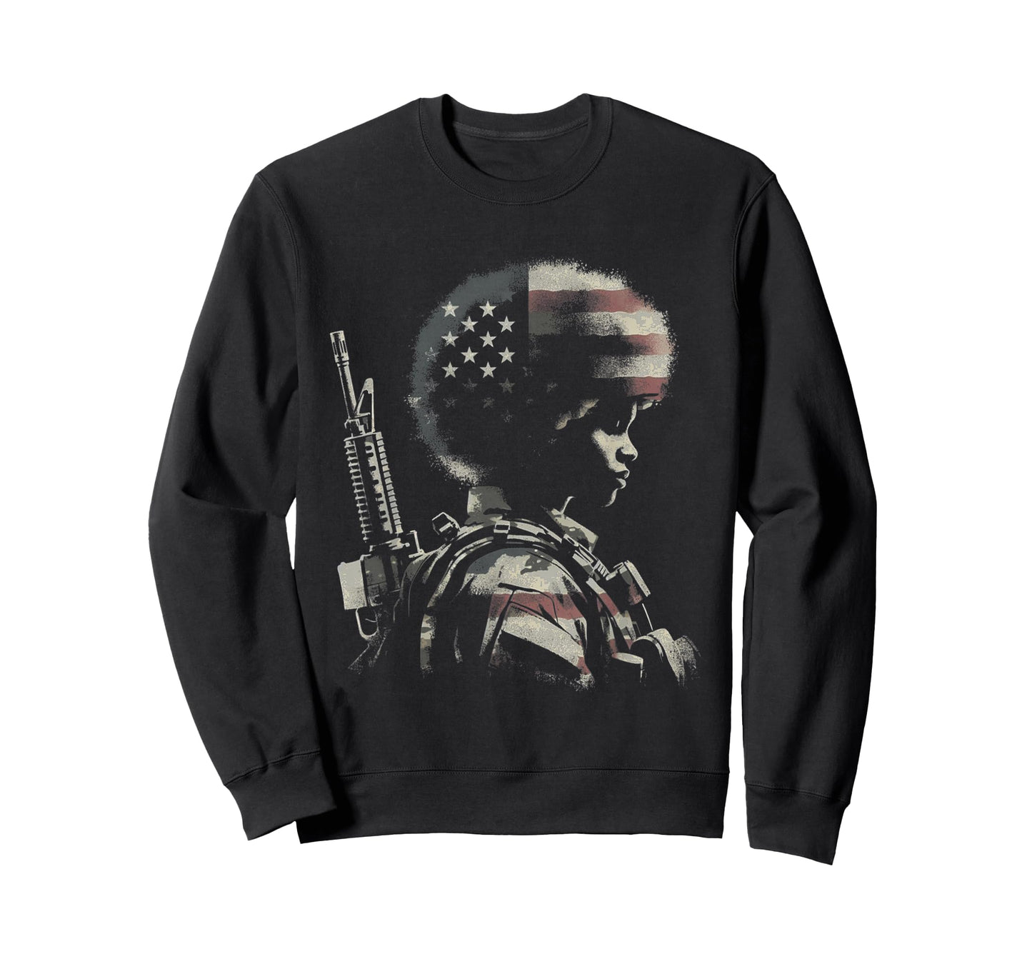 Female Soldier American Flag - Patriotic USA Afro Veteran T-Shirt