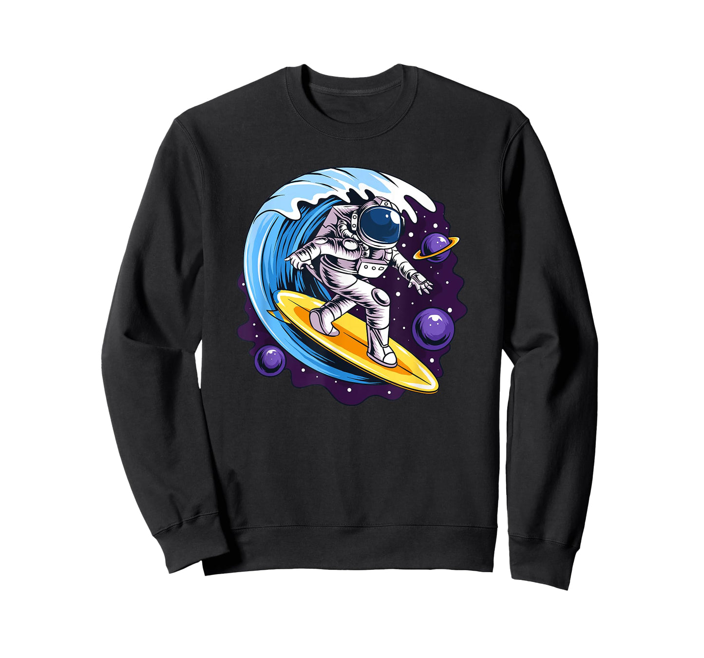 Astronauts Surf On A Surfboard In Space With Stars Planets T-Shirt