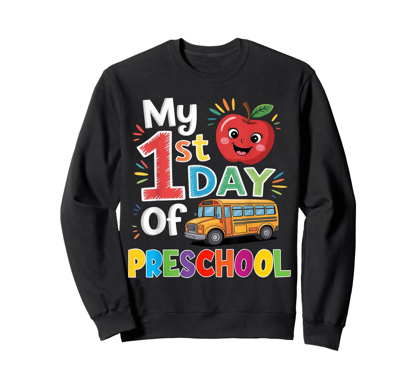 My First Day of Preschool Funny School Bus Apple Funny T-Shirt