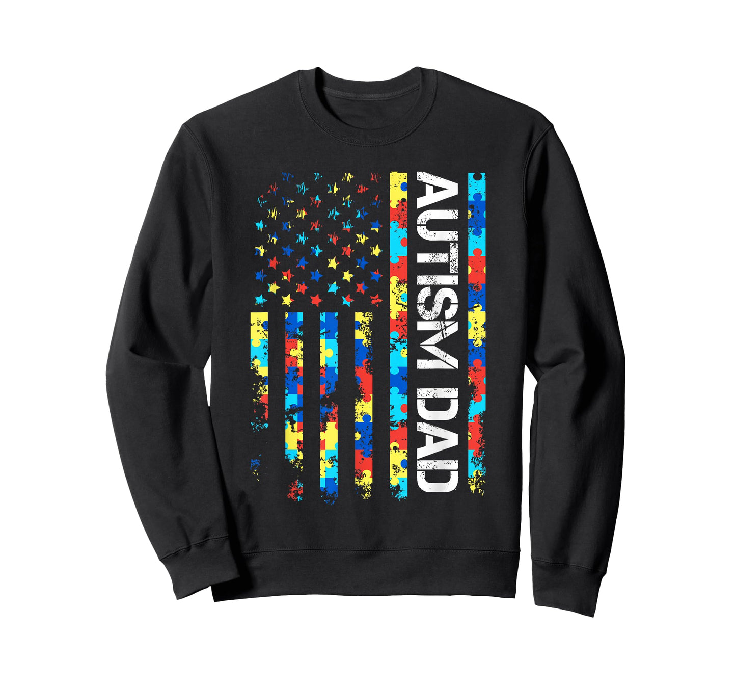 Autism Awareness Dad USA Flag Fathers day T-Shirt