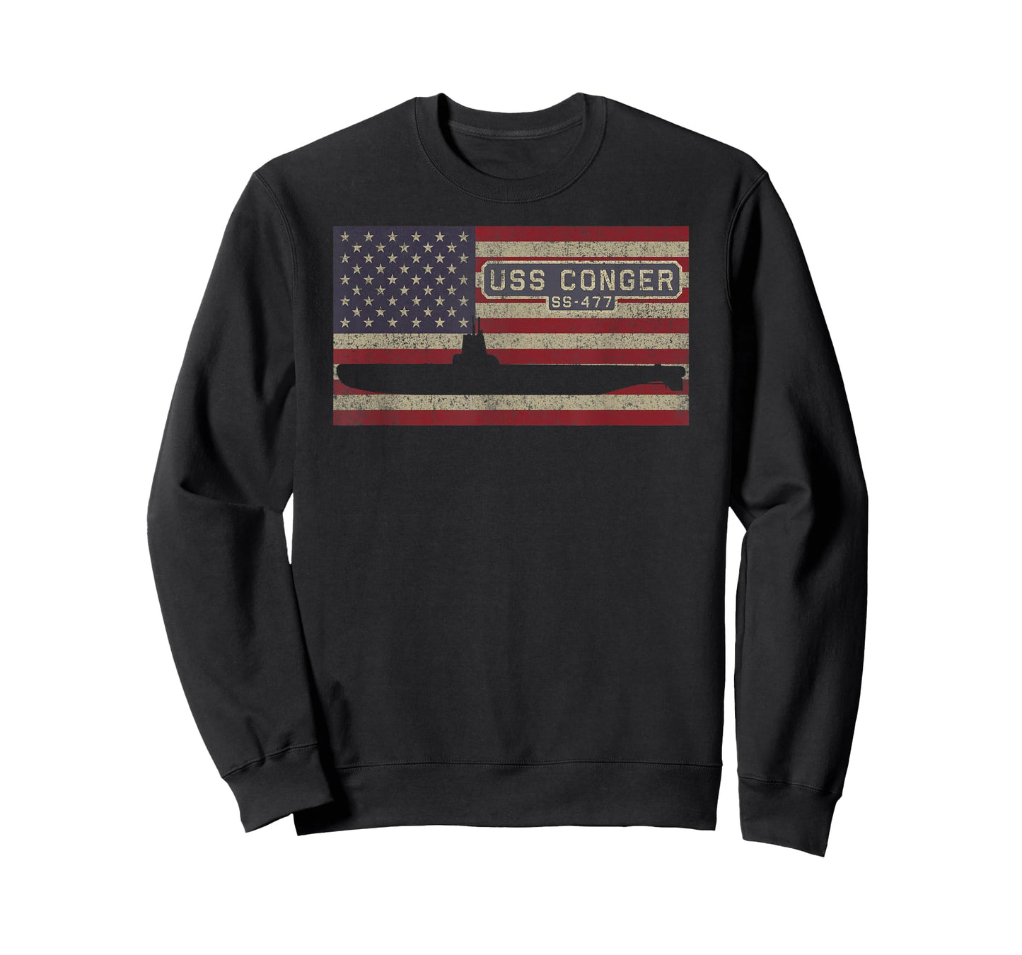 USS Conger SS-477 Submarine USA American Flag T-Shirt
