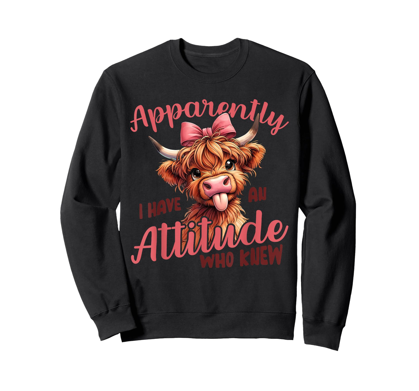 Apparently I Have An Attitude Who Knew Sarcasm Highland Cow T-Shirt