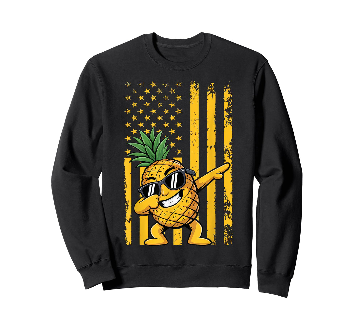 Graphic Pineapple Retro American Flag Dabbing Pineapple T-Shirt