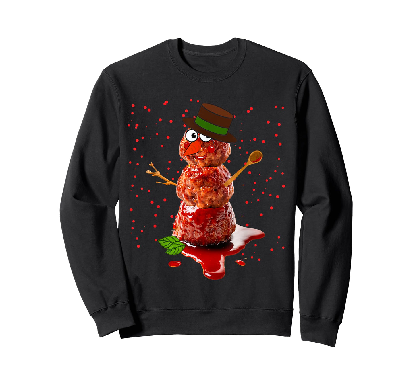 Meatball Snowman Italian Food Ugly Christmas Sweater Snowman T-Shirt