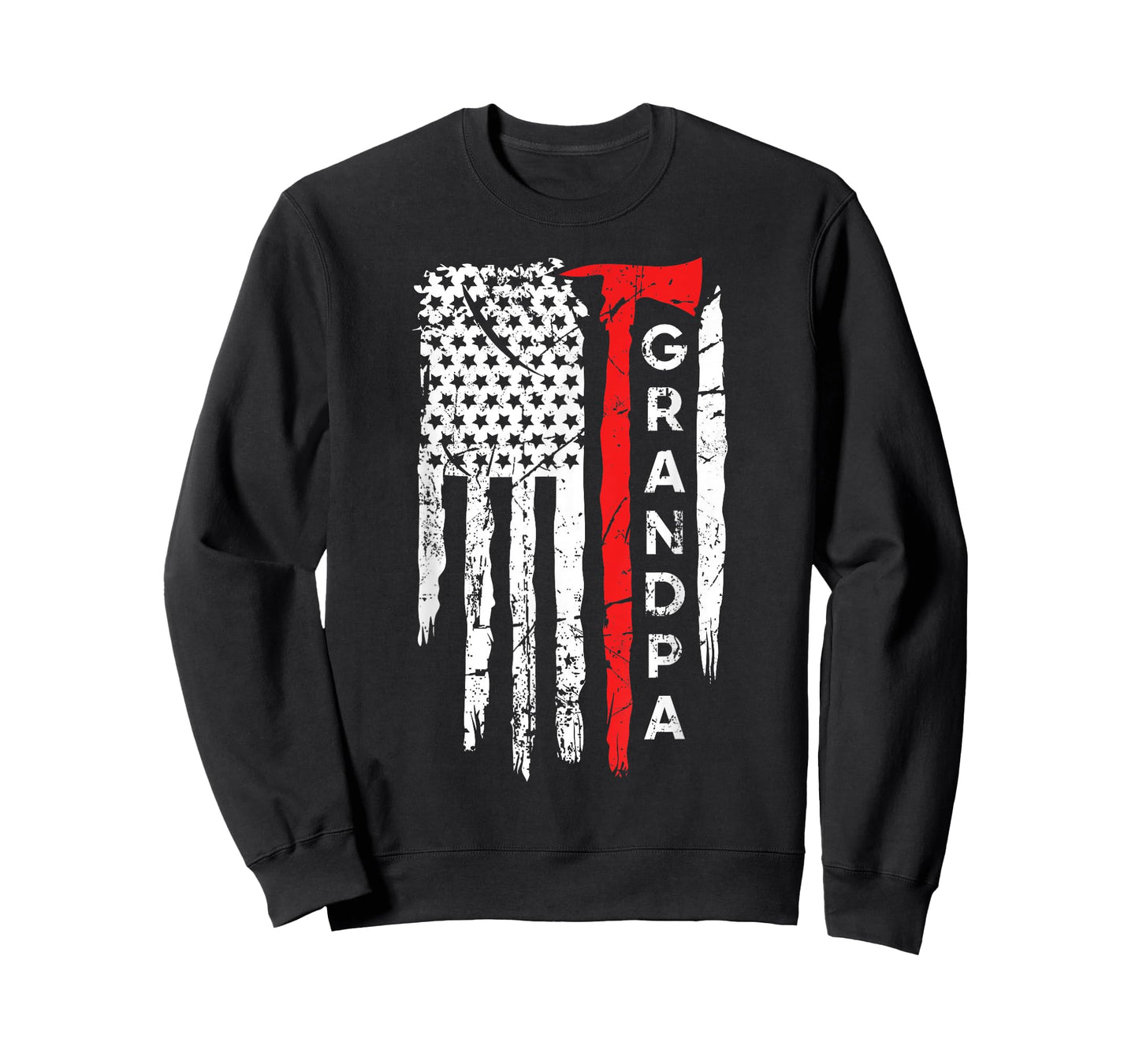 Proud Grandpa Thin Red Line Firefighter Axe American Flag T-Shirt for Women Girls Kids Men
