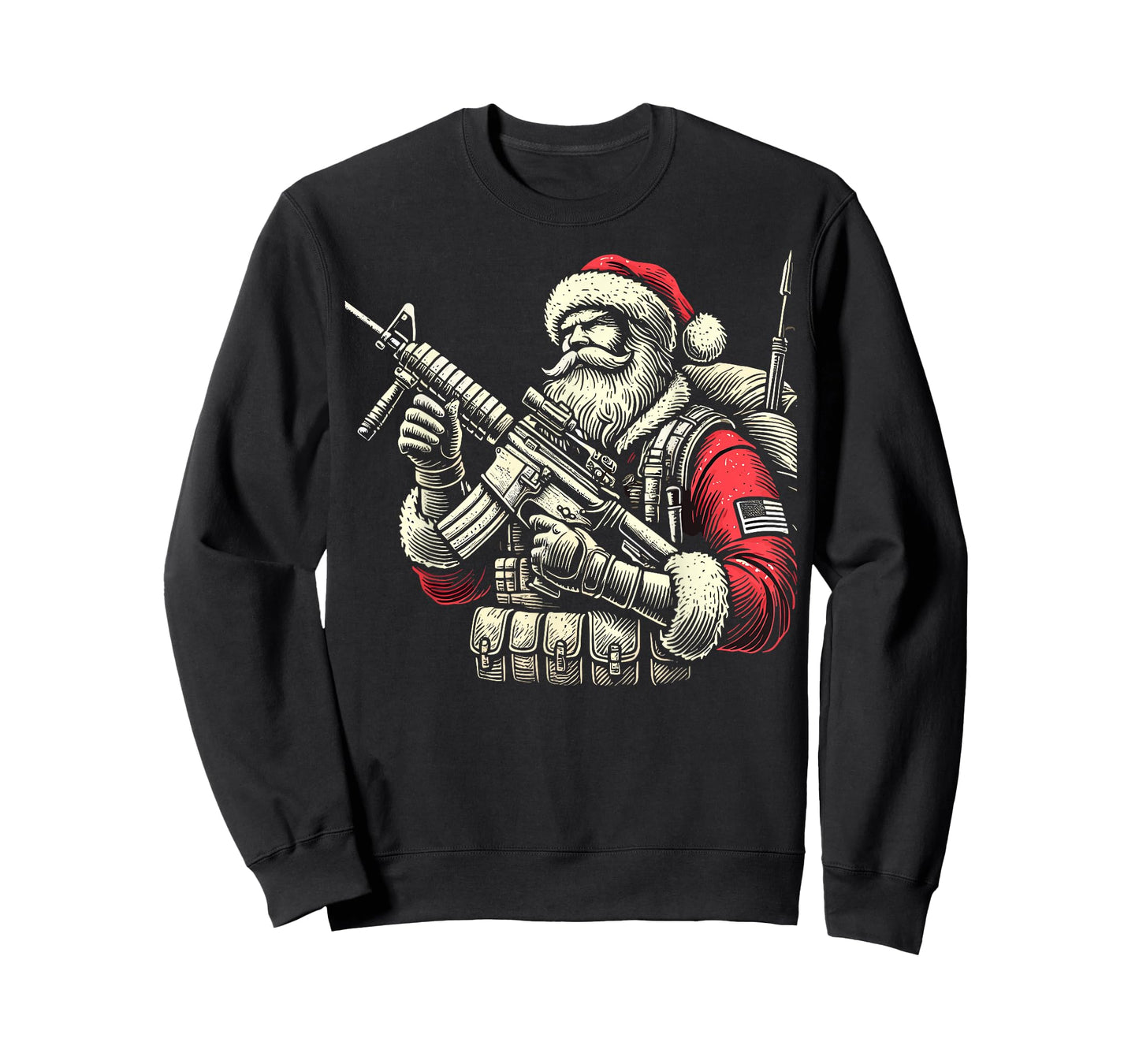 Patriotic Santa Claus Soldier Christmas Military Veteran T-Shirt