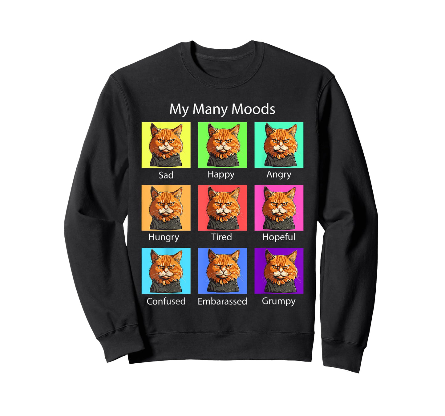 My Many Moods Funny Cat Grumpy Face - Kitten Cat Lover T-Shirt