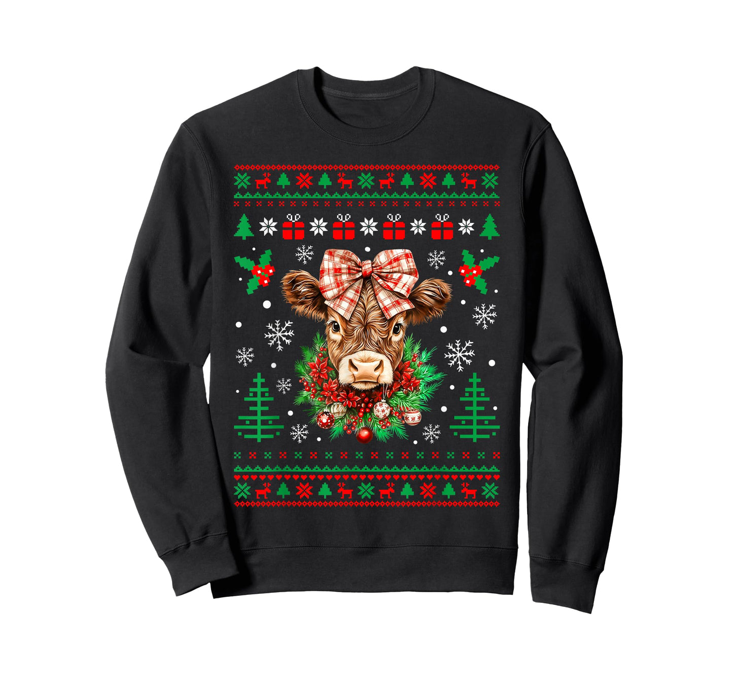Cow Christmas Western Cowgirl Cowboy Ugly Xmas Sweater T-Shirt