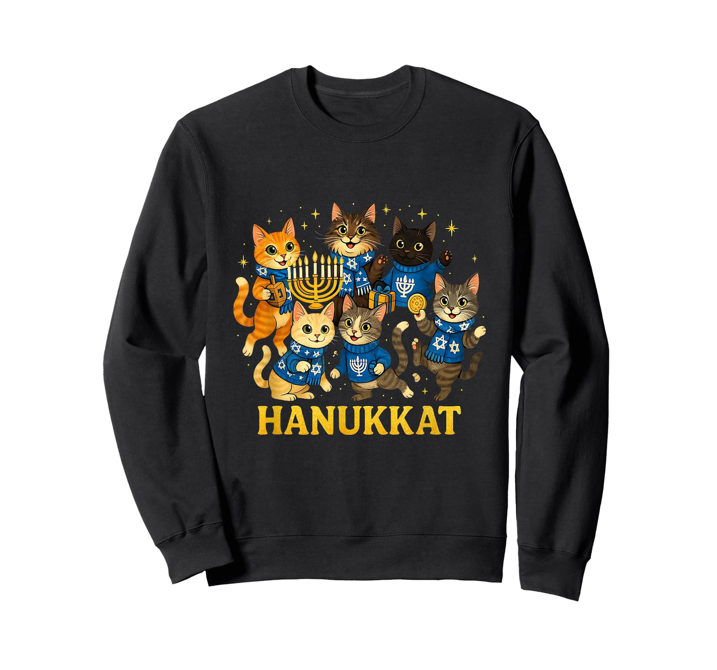 Hanukkat Cute Cats Hanukkah Menorah Design T-Shirt