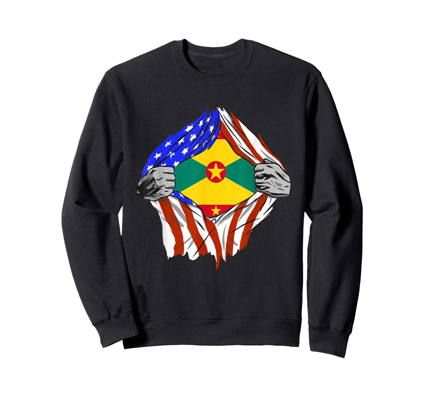 Grenada Flag USA America Chest Patriotic Grenadian Roots T-Shirt