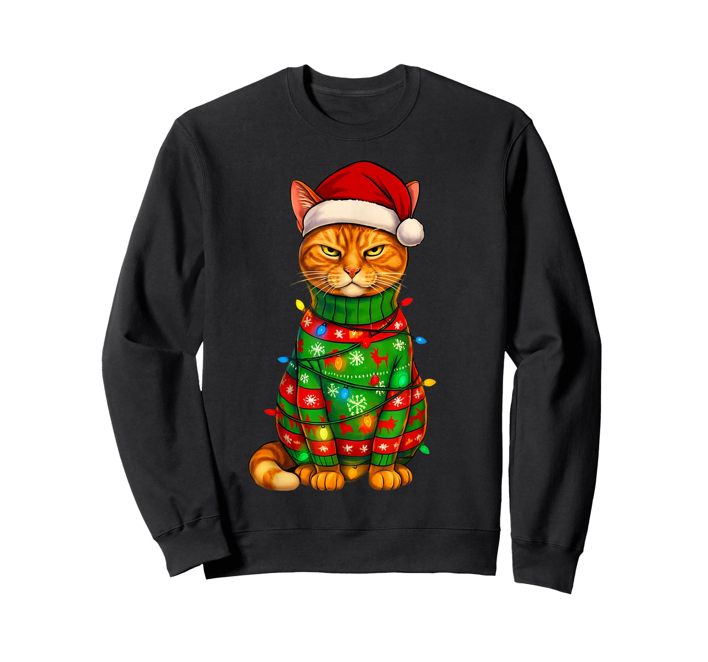 Orange Tabby Cat Christmas Lights Funny Santa Holiday Cats T-Shirt