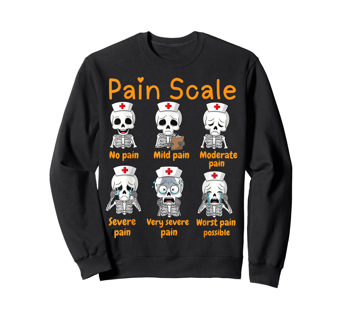 Pain Scale Cute Nurse Skeleton Halloween Trauma Funny Nurse T-Shirt