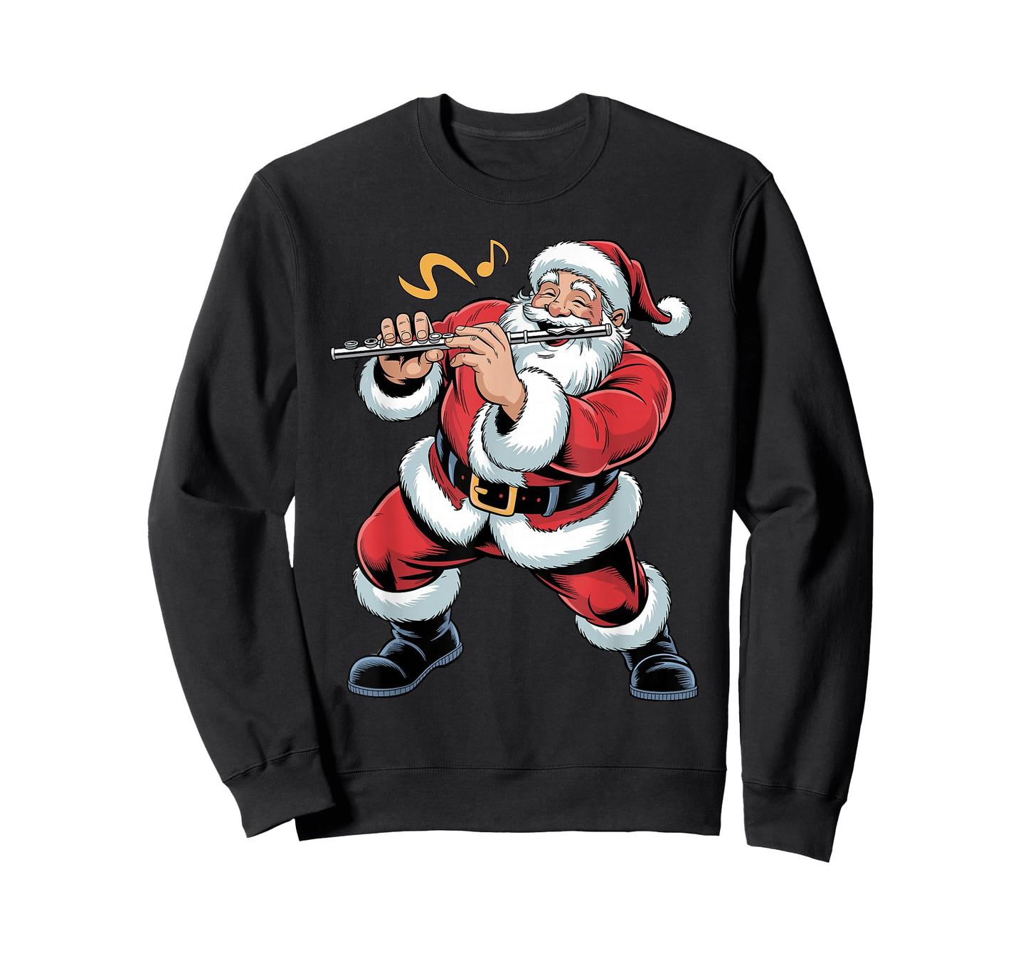 Santa Playing Flute Funny Holiday Christmas Xmas Pajama T-Shirt