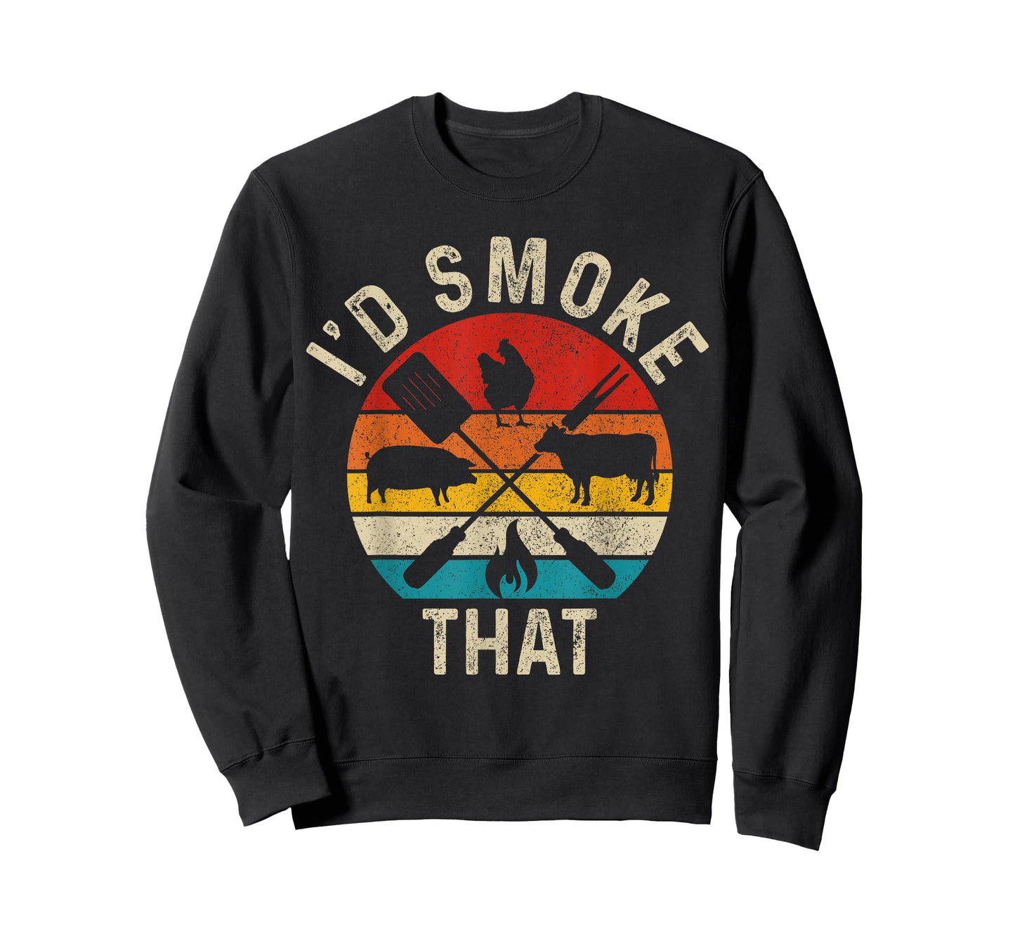 Chef Butcher BBQ I'd Smoke That Funny Father's Day Vintage T-Shirt