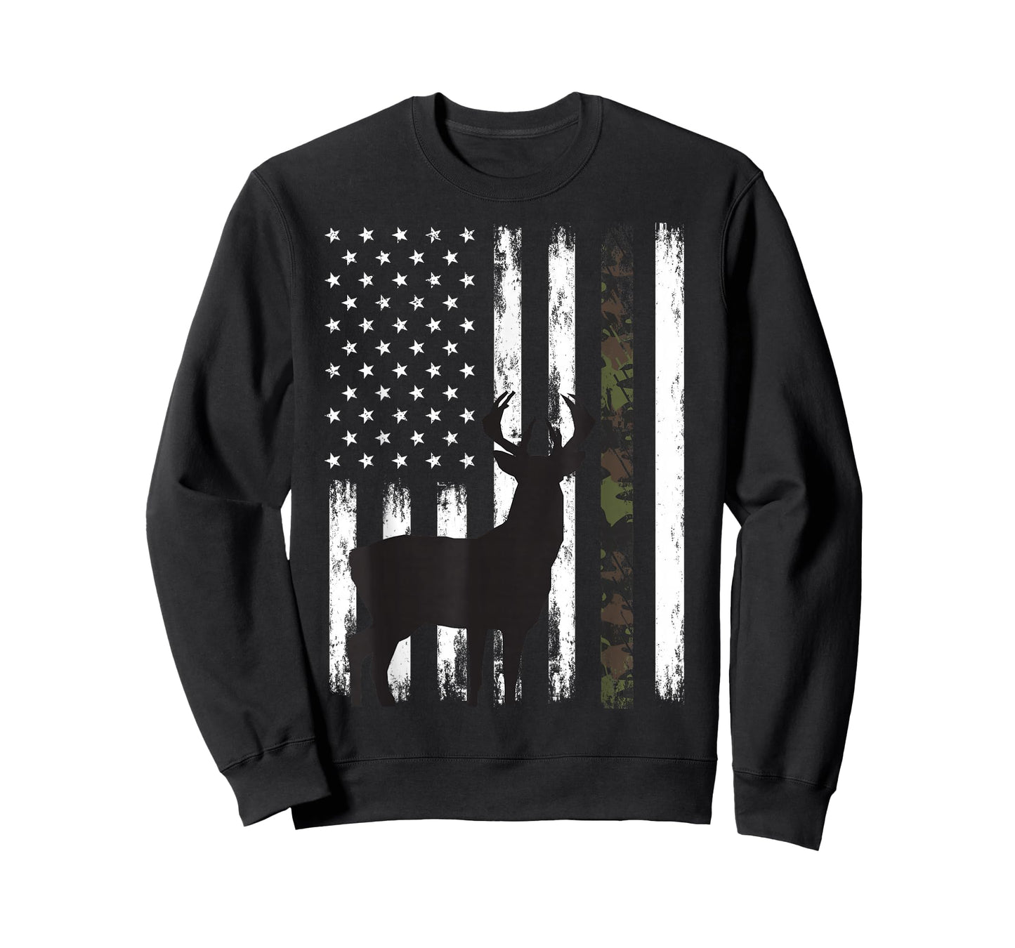 Whitetail Deer Hunting Hunter Buck Camo American Flag USA T-Shirt