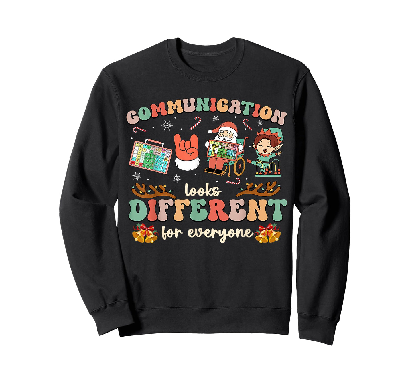 Everyone Communicates Differently Christmas SLP Sped Teacher T-Shirt