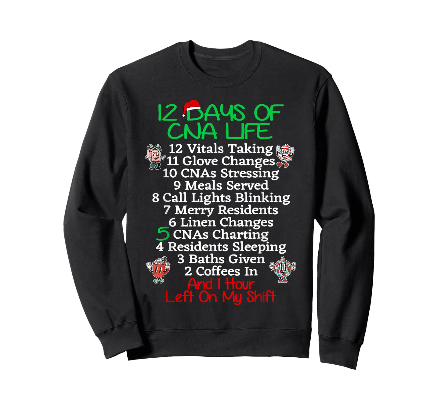 12 Days of CNA Life Certified Nursing Assistant Christmas RN T-Shirt