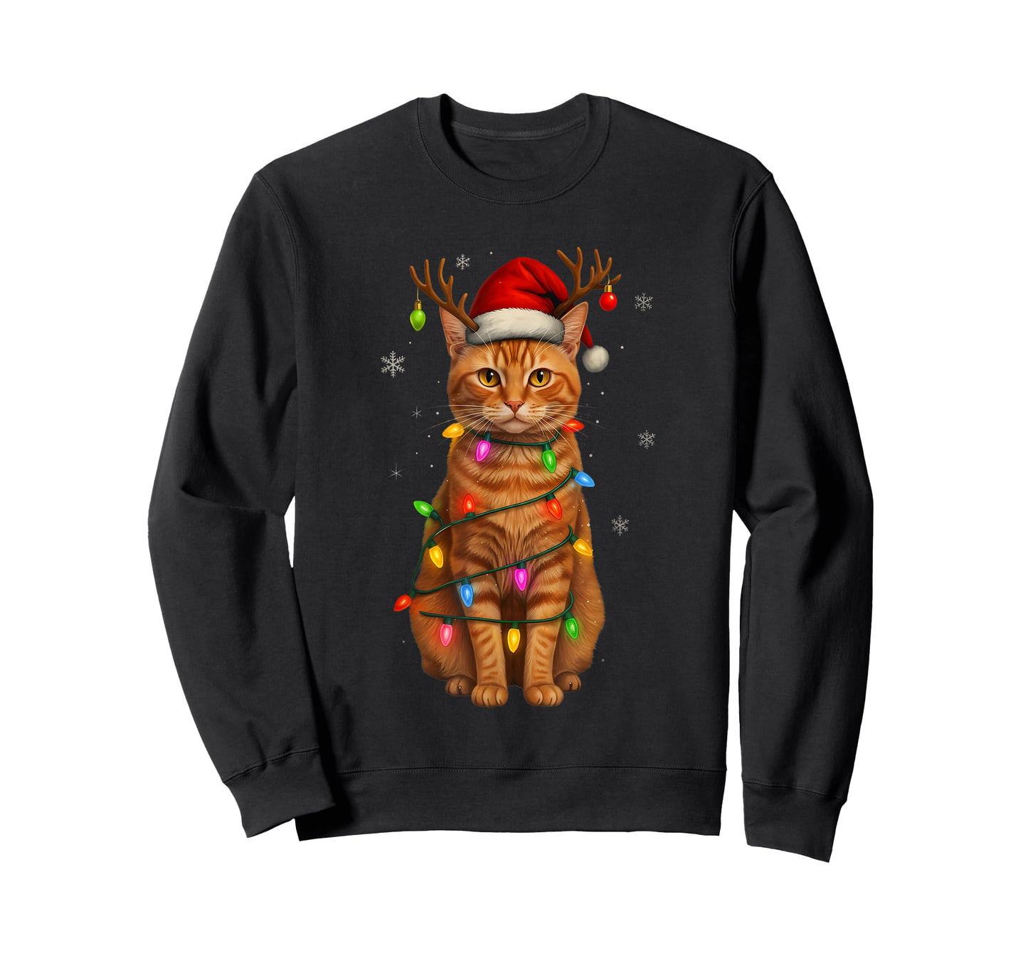 Orange Tabby Cat Christmas Lights Funny Santa Holiday Cats T-Shirt