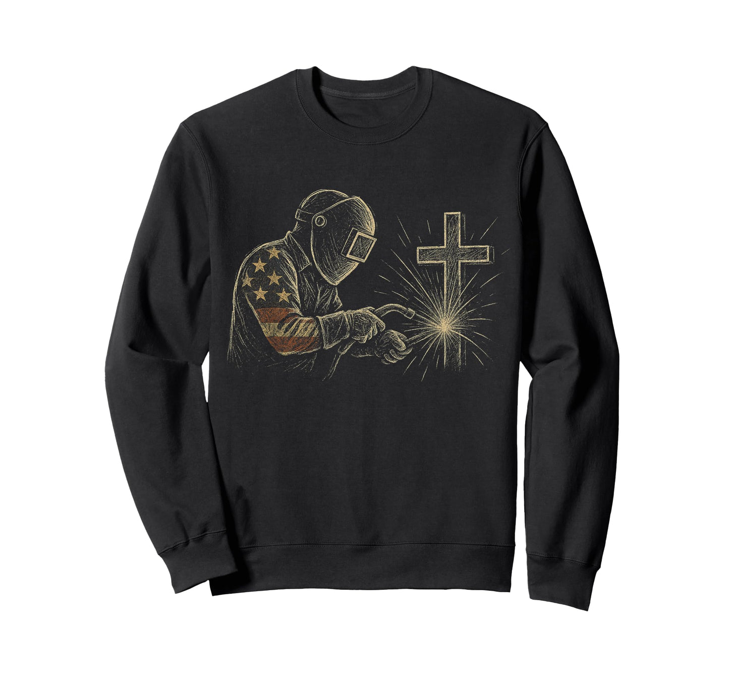 Welder American Flag Mig Tig Welding Faith Cross Christian T-Shirt