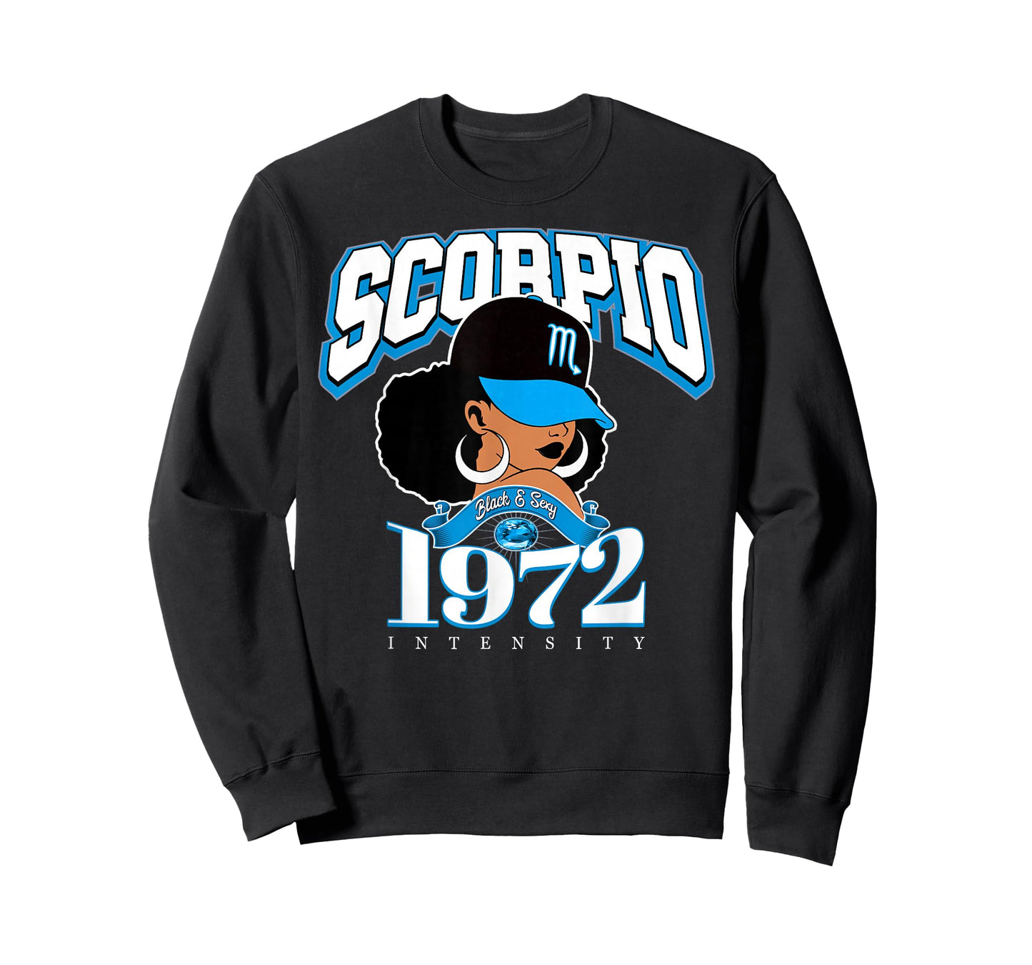 Scorpio 1972 Zodiac Year Melanin Skin Afro Diva Traits T-Shirt