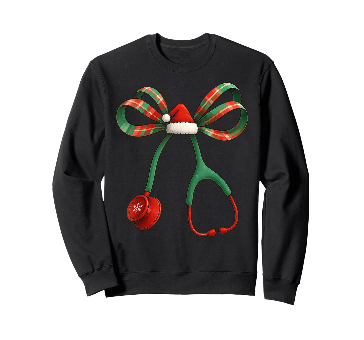 Christmas Coquette Bow Stethoscope Medical Nurse Women Girl T-Shirt