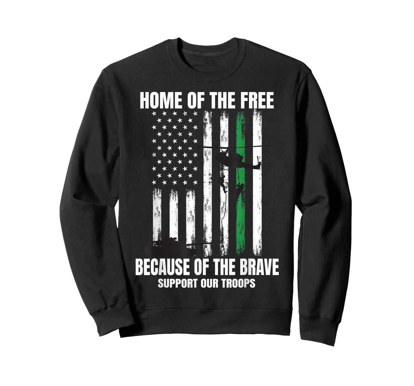 Support Military American Flag Thin Green Line Veterans Gift T-Shirt