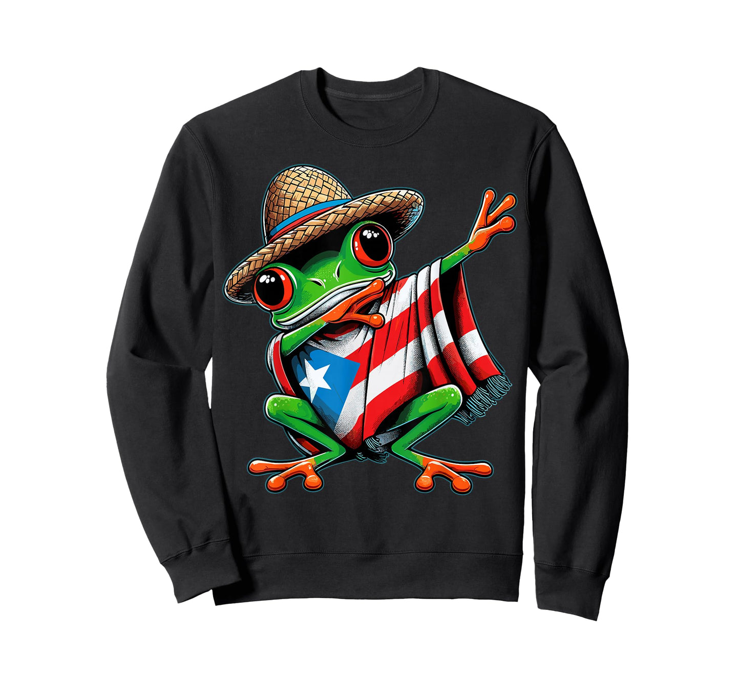 Puerto Rico Frog Coqui Dabbing Poncho Puerto Rican Flag T-Shirt