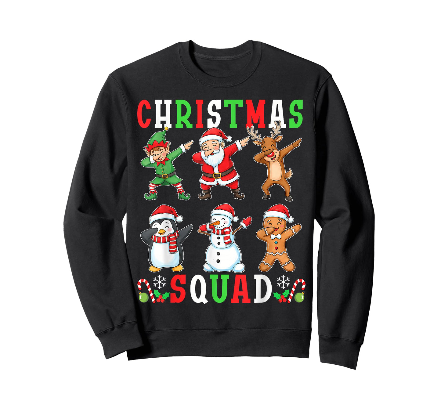 Christmas Squad Funny Matching Santa Reindeer Snowman Dab T-Shirt