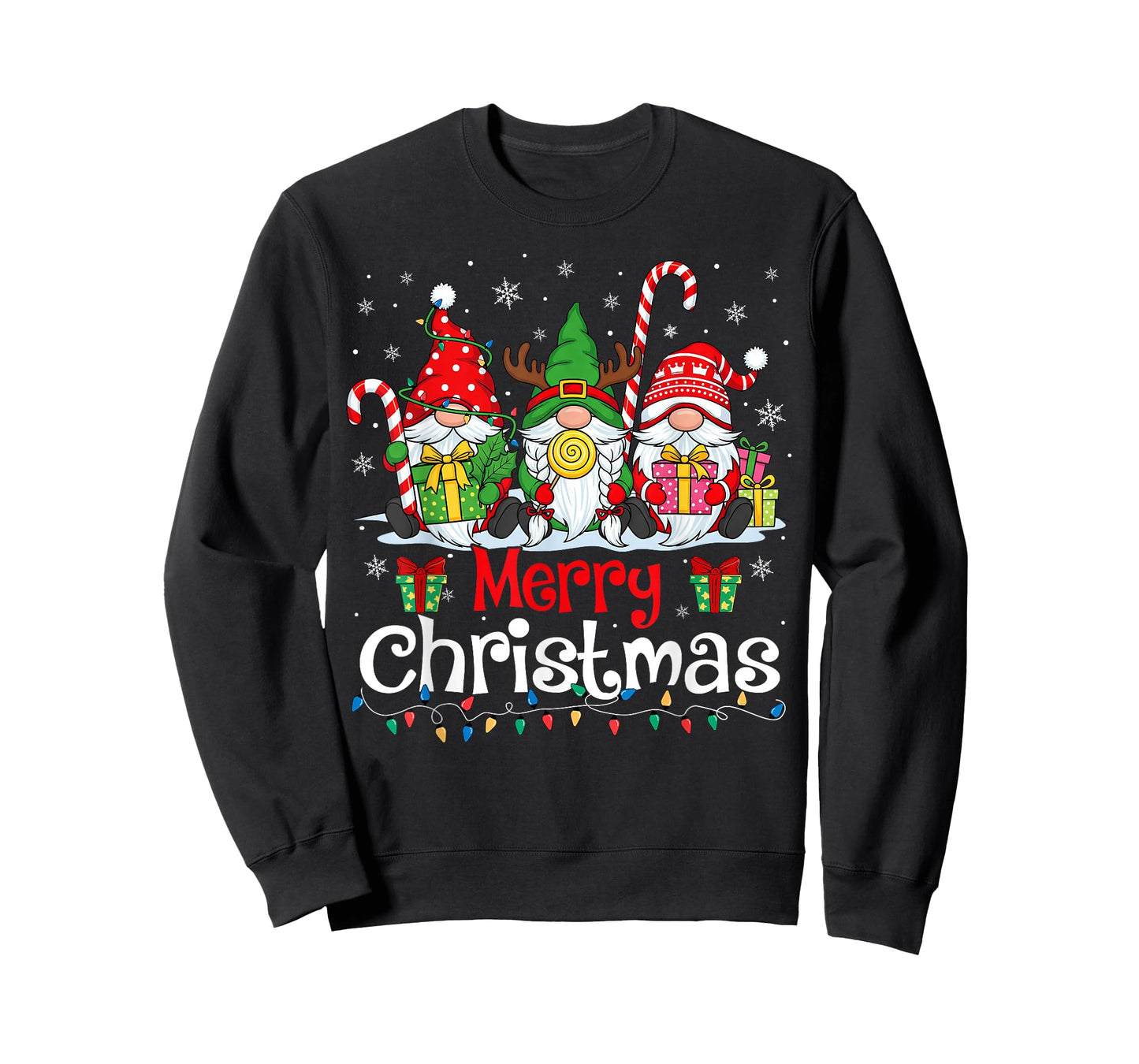 Cute Gnomes Merry Christmas Light Family Gnome Xmas Matching T-Shirt