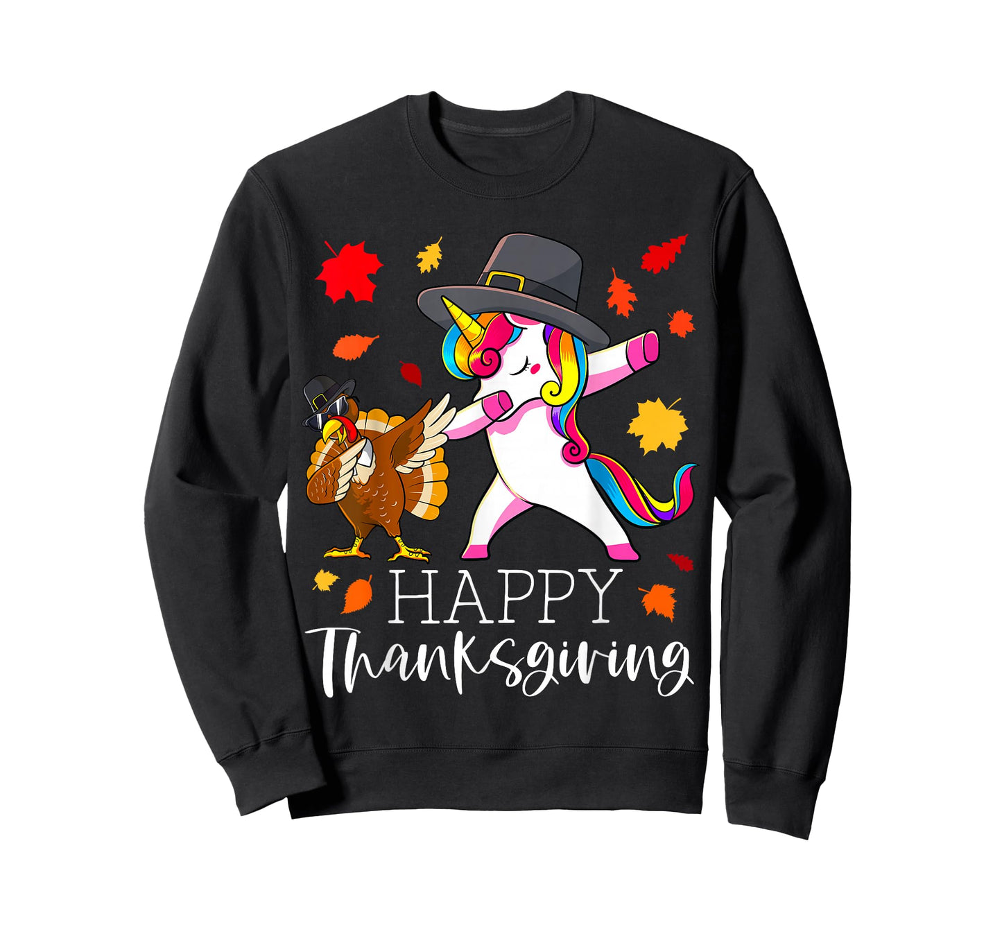 Thanksgiving Unicorn Girls Cute Dabbing Turkey Pilgrim Girl T-Shirt