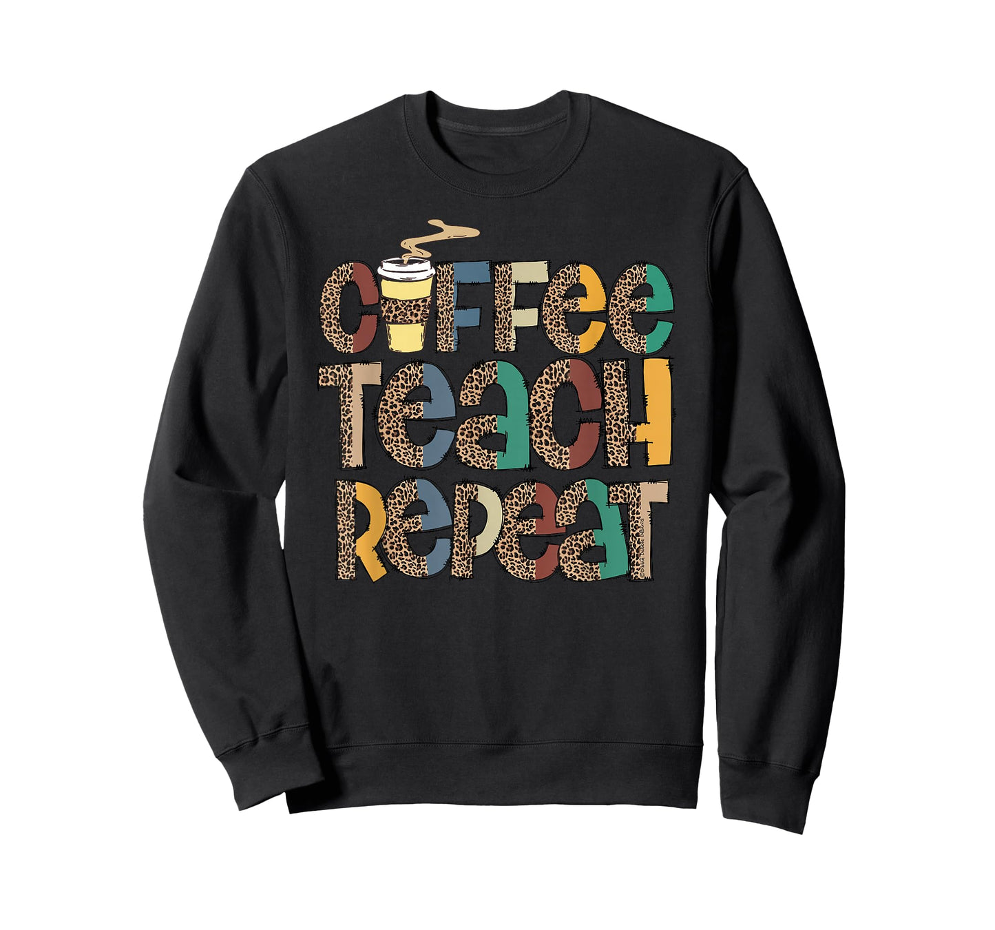 Coffee Teach Repeat Leopard Print Back to School Teachers T-Shirt