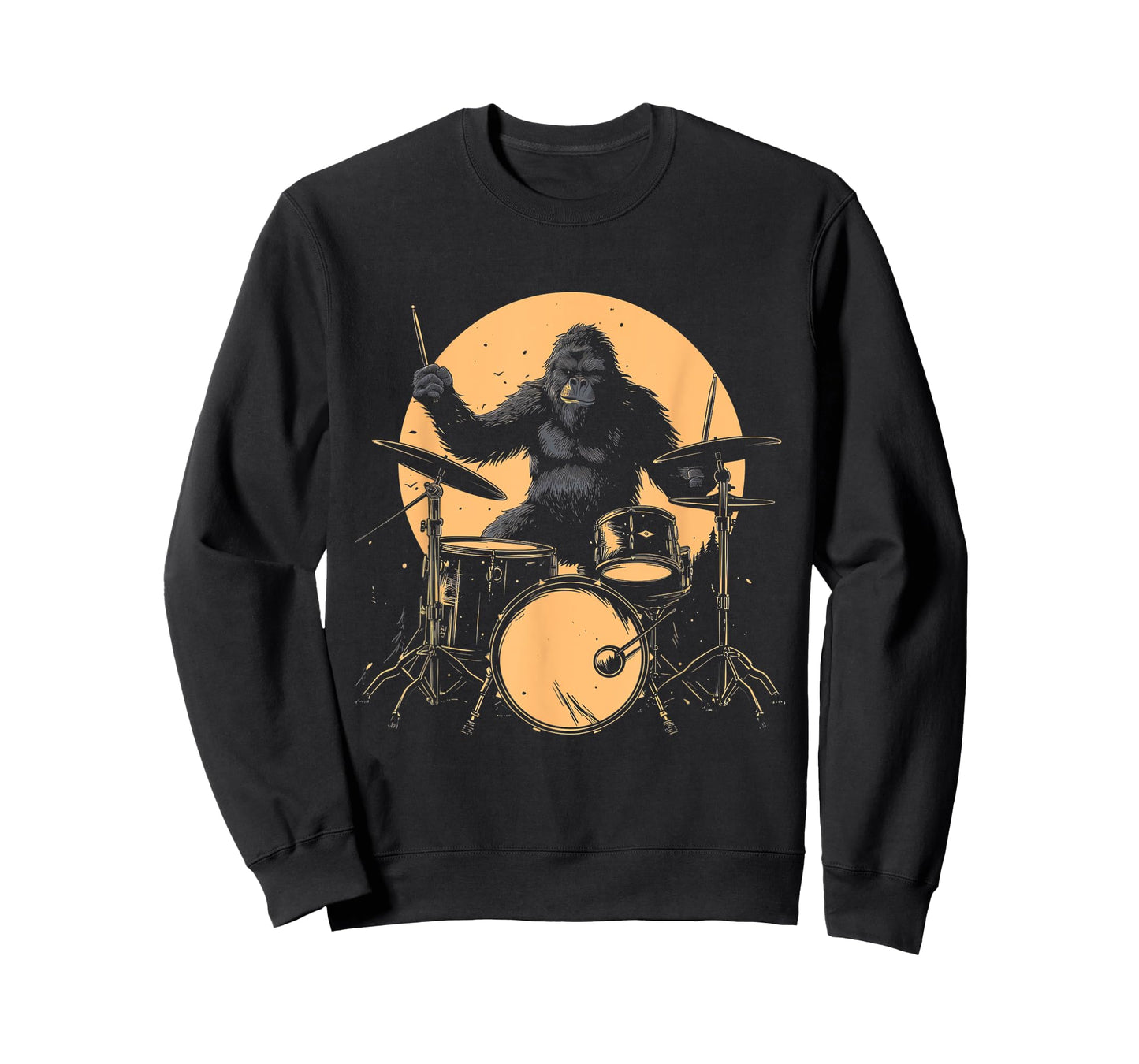 Drummer Bigfoot Playing Drums Funny Sasquatch Drumming T-Shirt