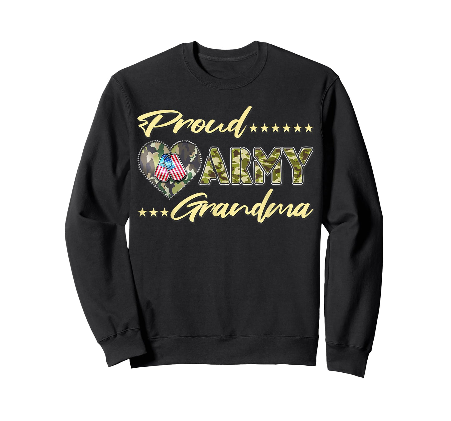 Proud Army Grandma US Flag Dog Tag Military Grandmother Gift T-Shirt