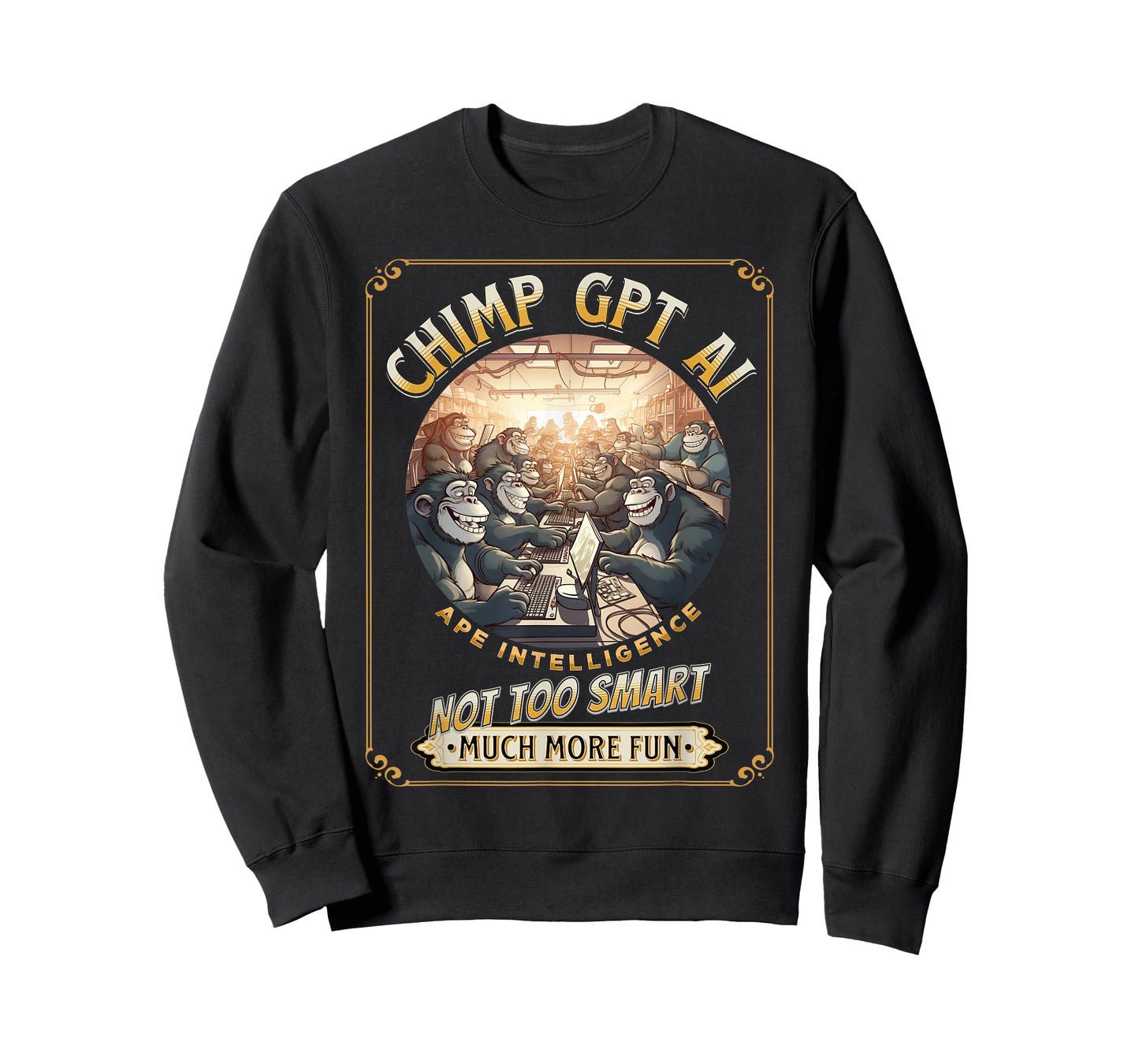 Chimp GPT AI Funny Chimpanzee Ape Intelligence pun T-Shirt