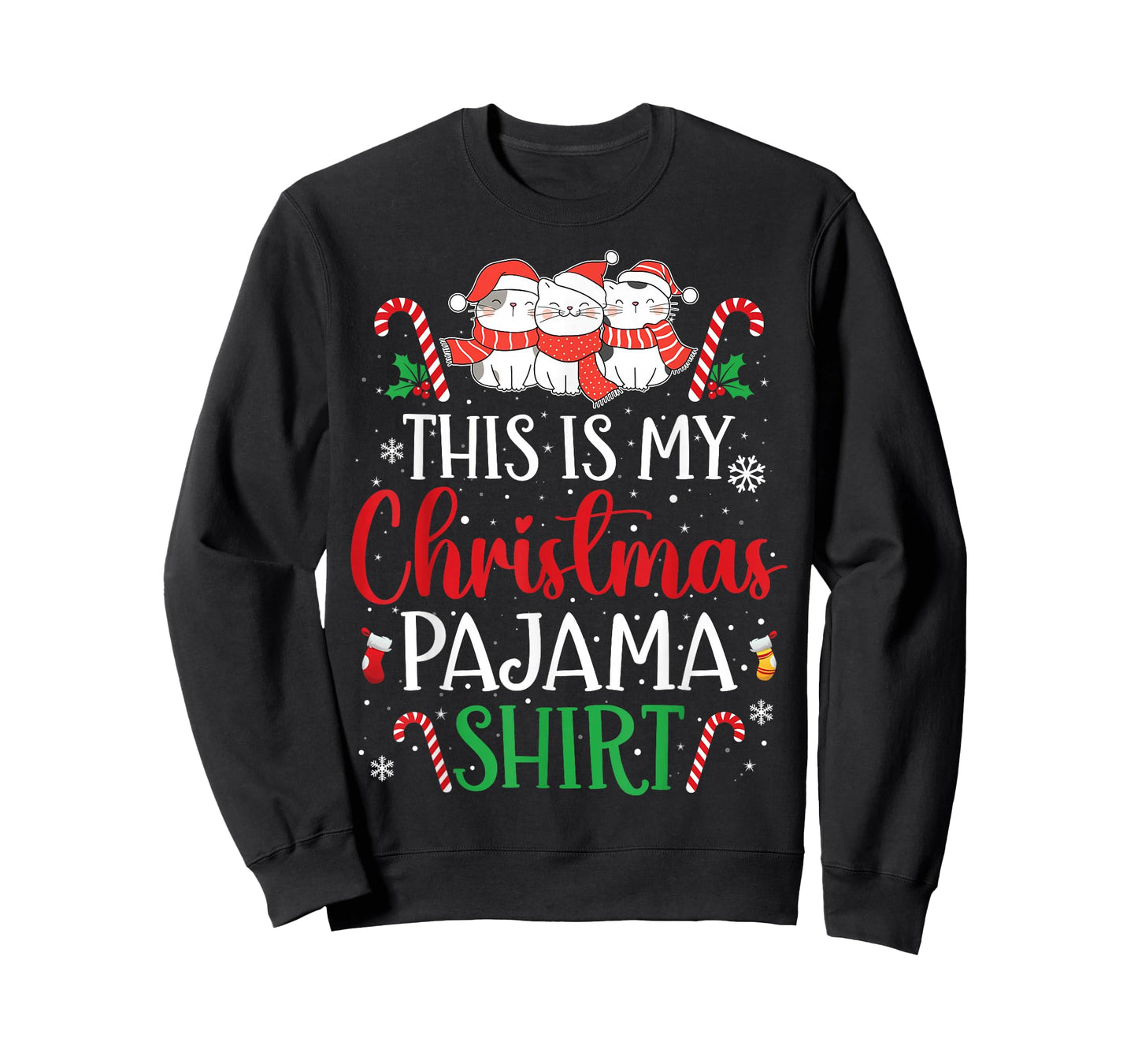 Cat Xmas Funny This is My Christmas Pajama T-Shirt
