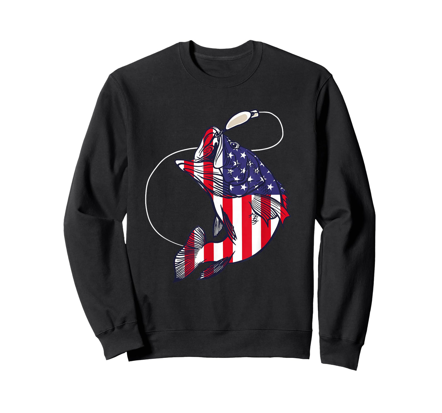 Bass Fishing Fish American Flag Patriotic Fourth of July T-Shirt