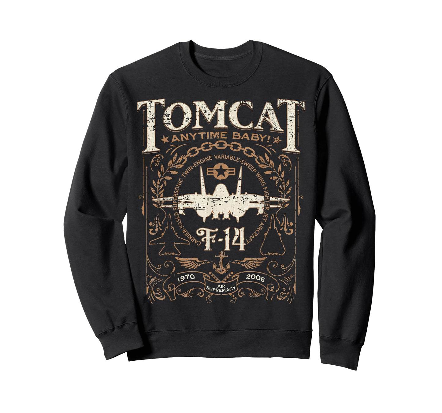 Classic F-14 Tomcat Military Fighter Jet Distressed Design T-Shirt