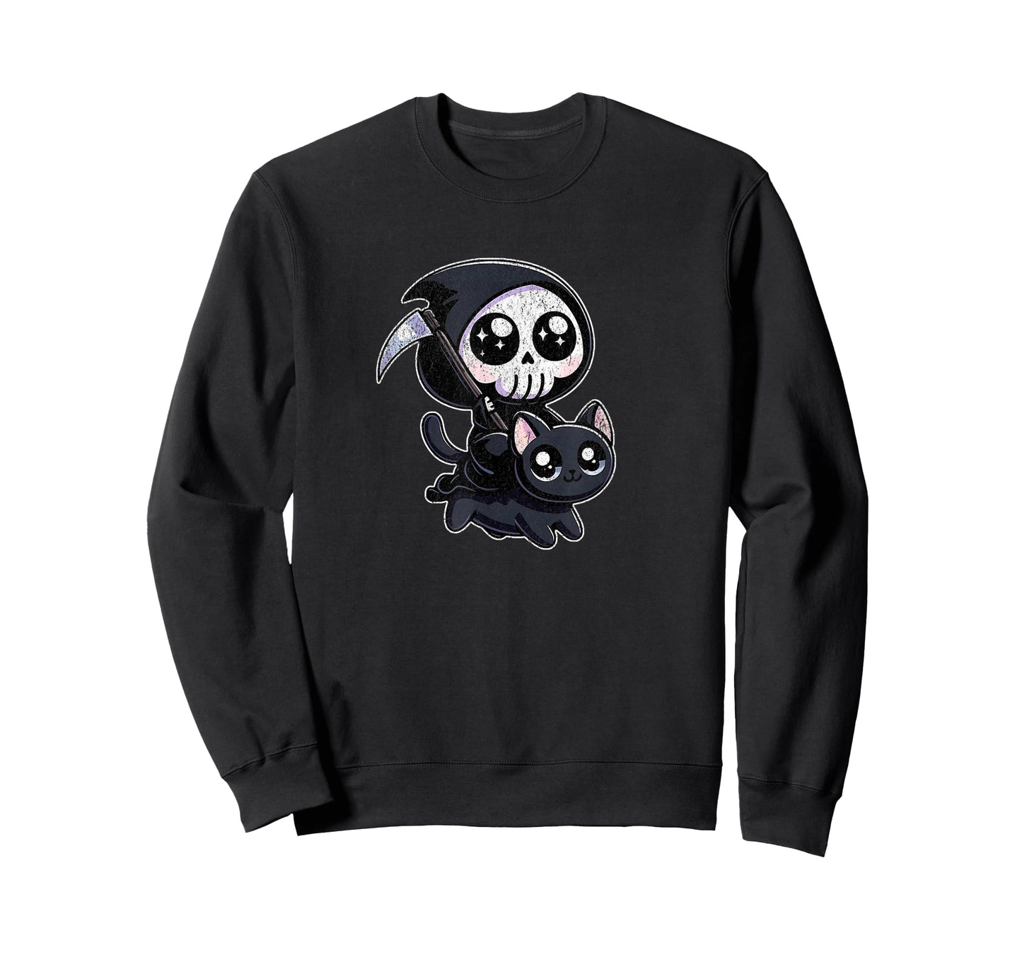 Grim Reaper Riding a Cat Men Women T-Shirt