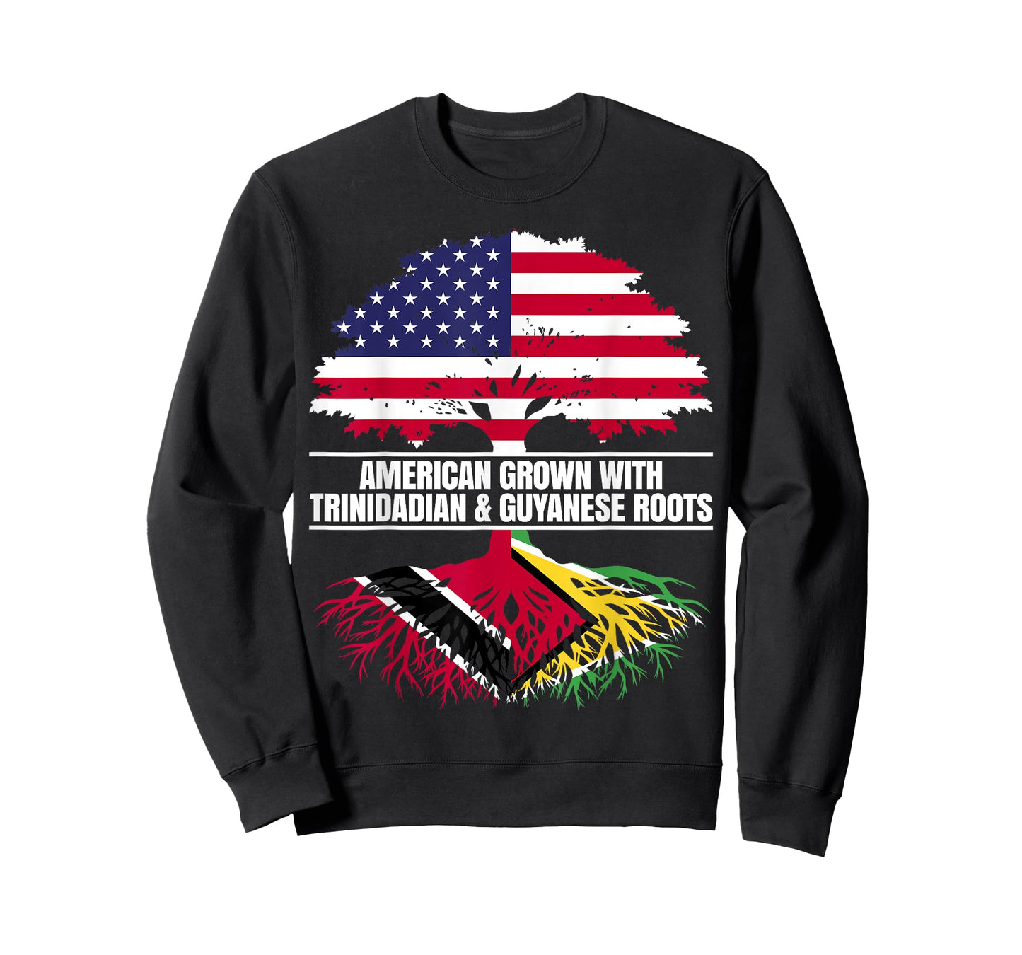 American Grown with Flag Heritage Trinidadian Guyanese Roots T-Shirt