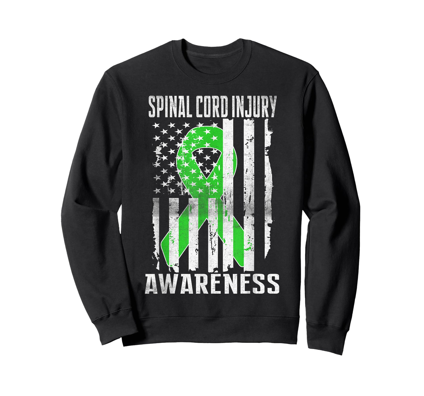 Spinal Cord Injury Awareness Day USA Flag Ribbon Lime Green T-Shirt