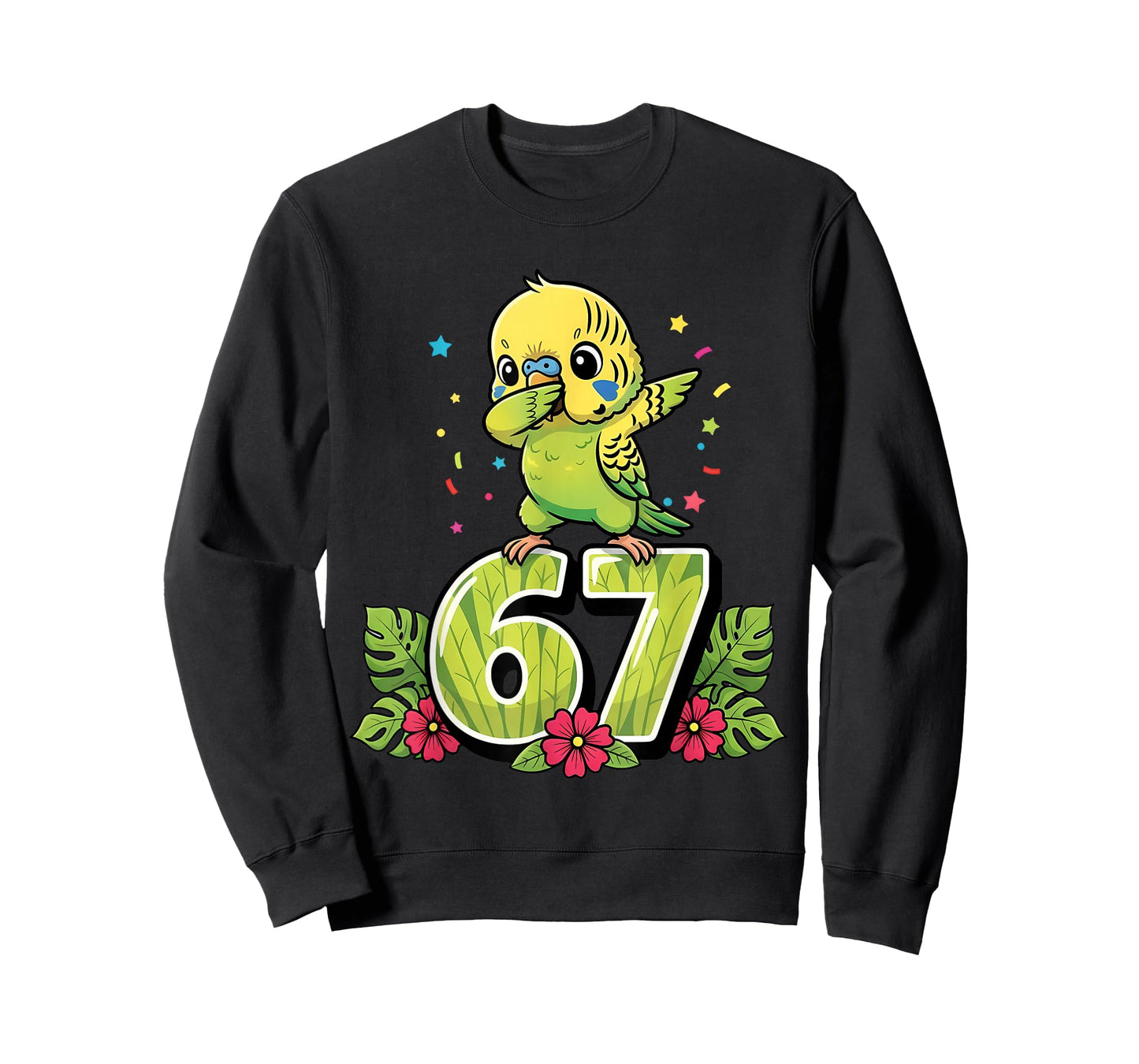 Six Seven Meme Dabbing Baby Parakeet 67 Funny Gen Z Apha T-Shirt