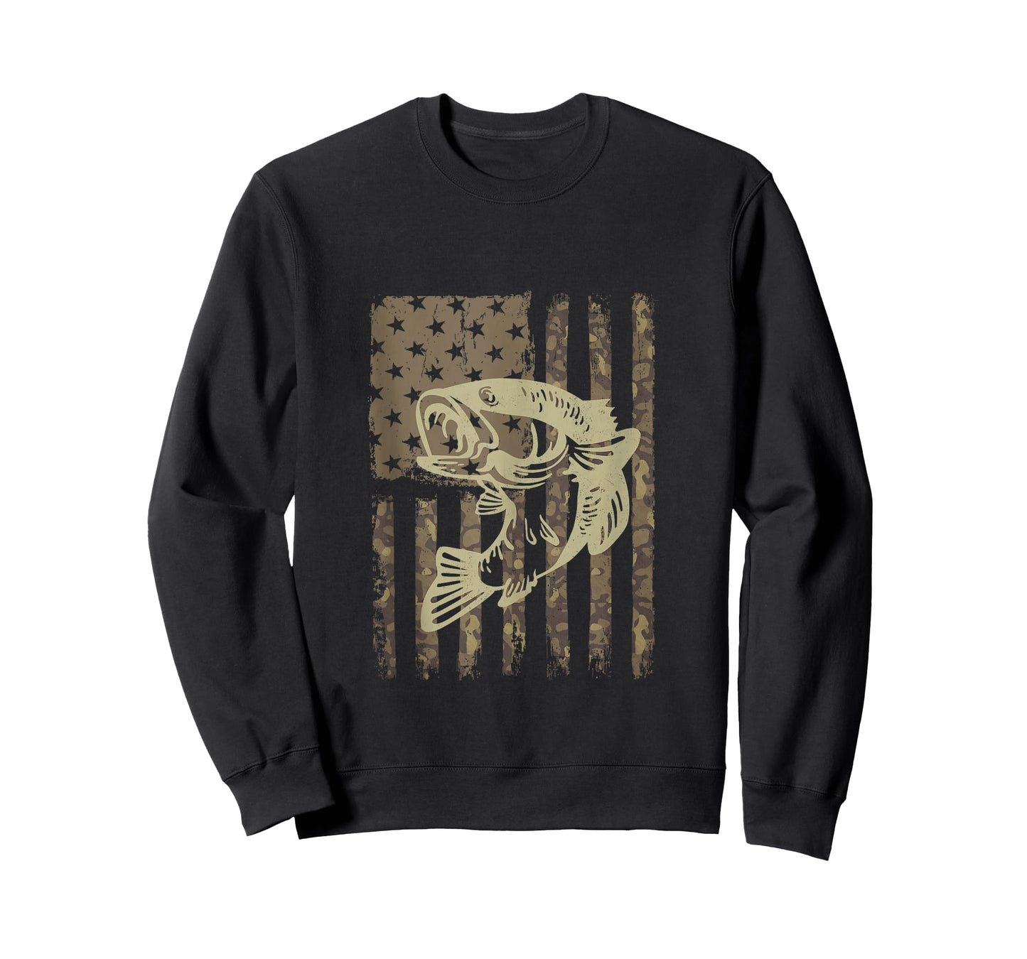 Camouflage USA Flag Big Mouth Bass Vintage Fishing Tank Top