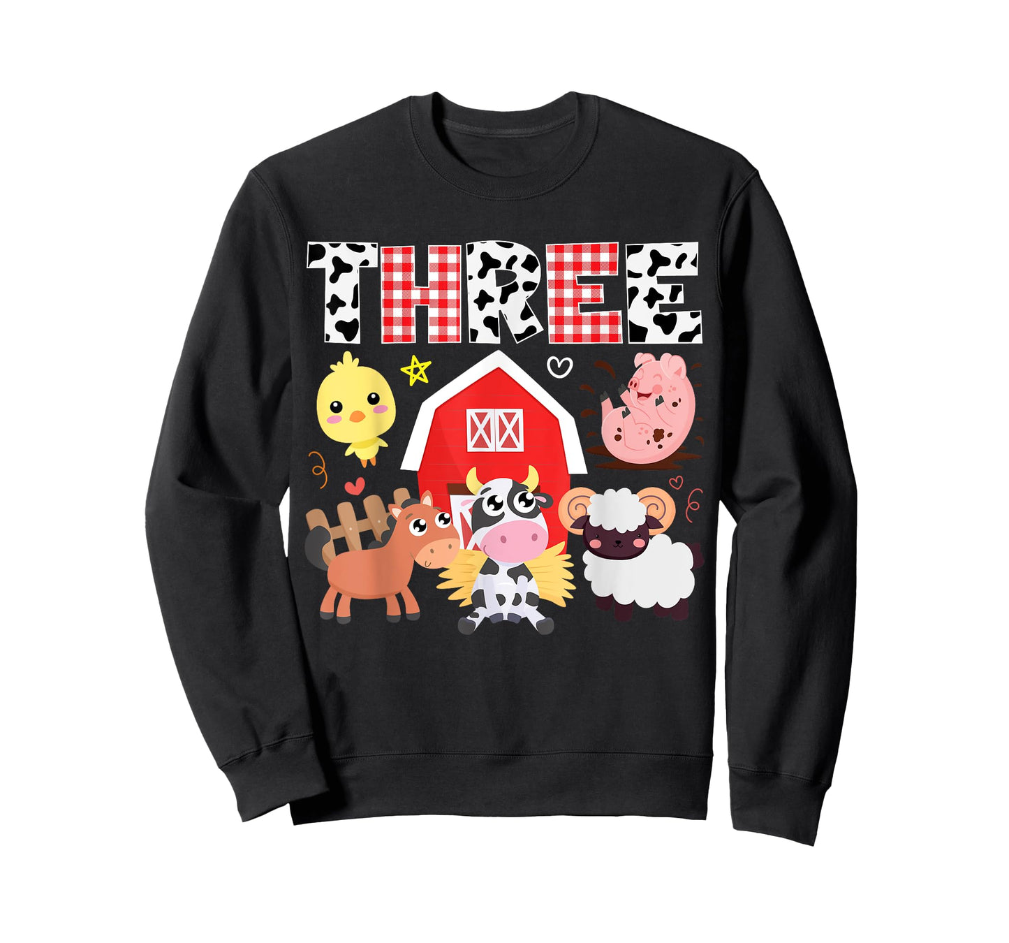 3rd Birthday Three Year Farm Theme Animals Birthday Party T-Shirt