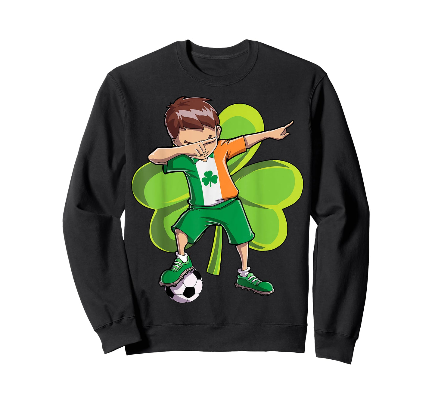 Dabbing Soccer Boy St Patricks Day Kids Men Ireland Flag T-Shirt