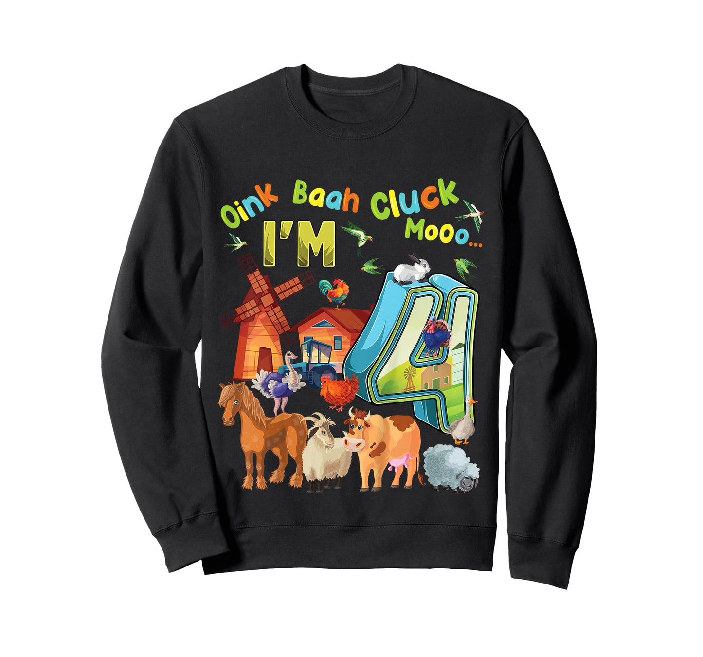 Barnyard 4th Birthday Farm Animals 4 Years Old Farming T-Shirt
