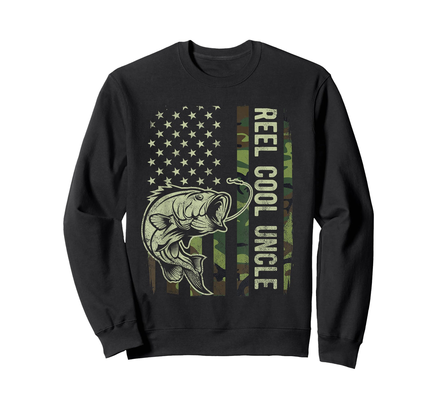 Reel Cool Uncle Camouflage American Flag Funny Uncle T-Shirt