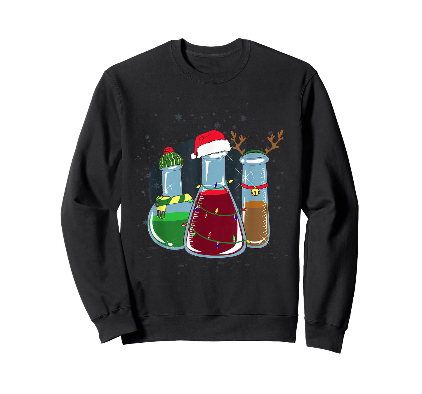 Chemical laboratory bottles, Santa, reindeer, Christmas T-Shirt