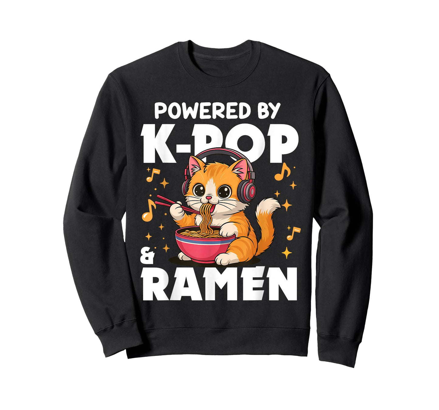 Kawaii Powered by K-Pop and Ramen Cute Kpop Cat Music T-Shirt