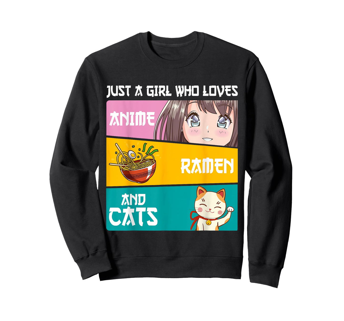 Just A Girl Who Loves Anime Ramen And Cats Lover Otaku Japan T-Shirt