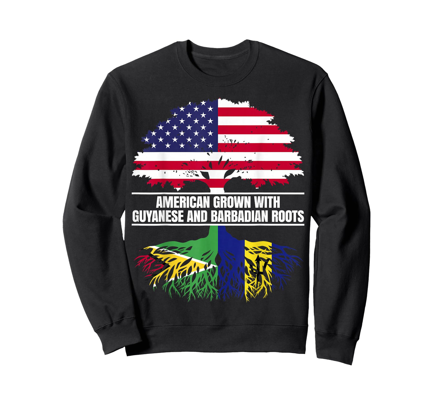 American Grown with Flag Heritage Guyanese Barbadian Roots T-Shirt